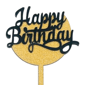 Decor Equip ‘Golden Happy Birthday Tag’ Cake Topper