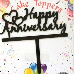 Decor Equip ‘Happy Anniversary Black Tag’ Cake Topper
