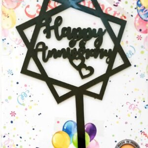 Decor Equip ‘Happy Anniversary Black Tag’ Cake Topper