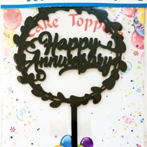 Decor Equip ‘Happy Anniversary Black Tag’ Cake Topper