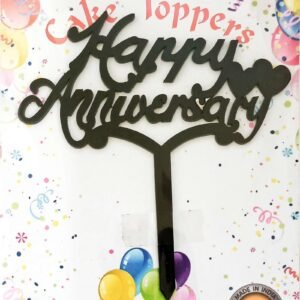 Decor Equip ‘Happy Anniversary Black Tag’ Cake Topper