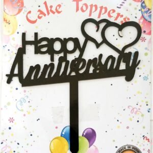 Decor Equip ‘Happy Anniversary Black Tag’ Cake Topper