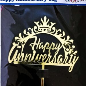 Decor Equip ‘Happy Anniversary Golden Tag’ Cake Topper