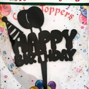 Decor Equip 'Happy Birthday Black Tag’ Cake Topper
