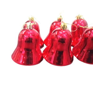 Decor Equip Christmas Tree Decoration Hanging Red Bells - 6 Pcs