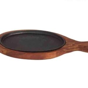 Decor Equip Sizzler Tray Plate with Wooden Base - 6 inch