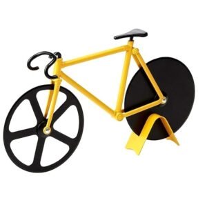 Bicycle Pizza & Dosa Cutter/Dual Stainless Steel Non-Stick Cutting Wheels Display Stand Bicycle Pizza Cutter