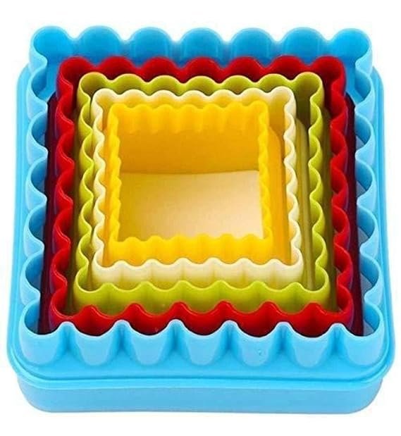 61P1-kqPuwL._SX569_ Decor Equip Multi Colour Square Shape Plastic Cookie Cutter - Set of 5 Pieces